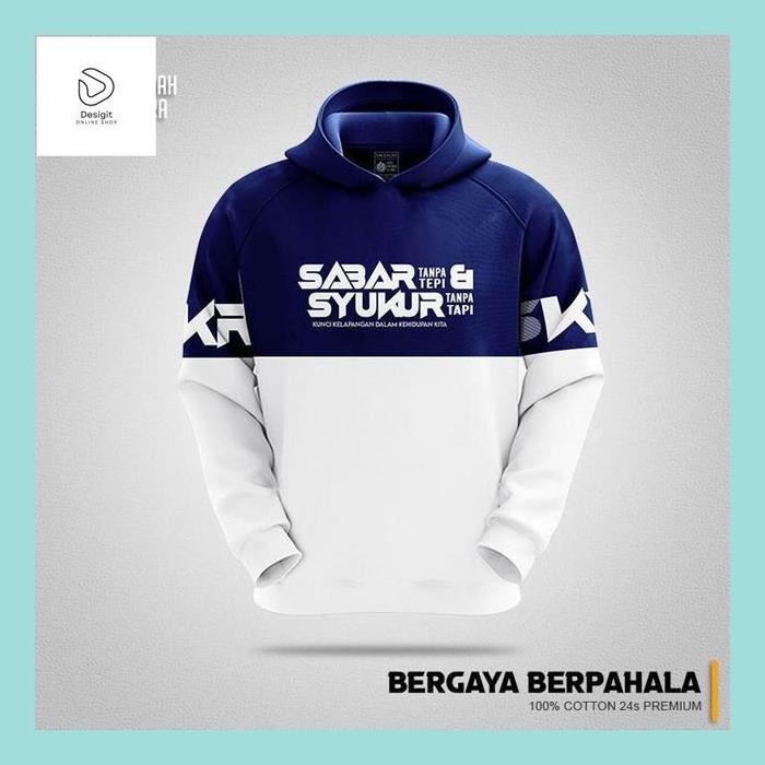 Desig_ Alzara Baju Kaos Dakwah Lengan Panjang Couple Pasangan Pria & Wanita Motif Sabar & Syukur