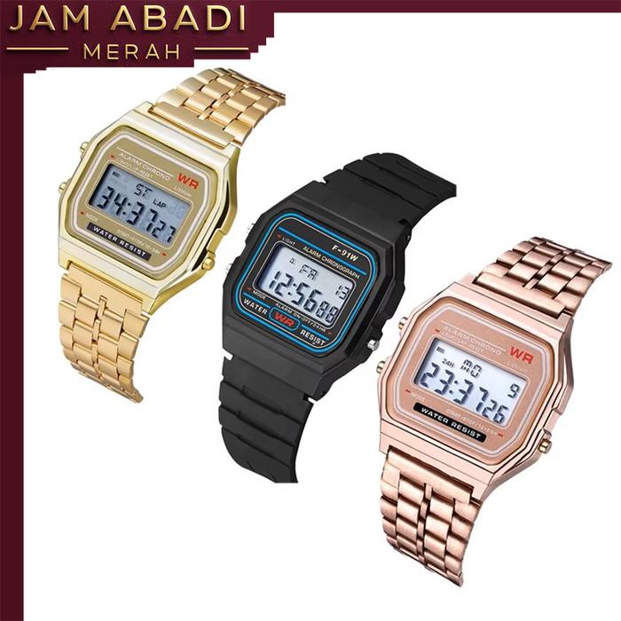 Jam Tangan Pria Wanita Casio Rantai silver emas hitam rose tipis Digital