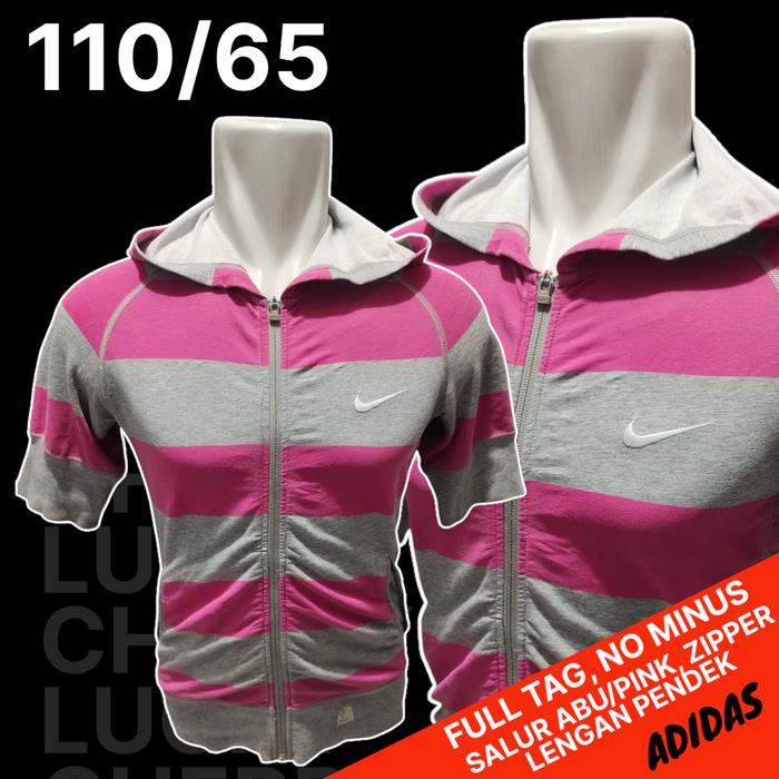 Sweater Hoodie Nike Lengan Pendek/Hoodie Salur Lengan Pendek, Bekas