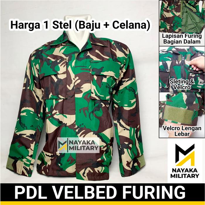 Seragam Velbed Furing Sleting Loreng Baju PDL TNI Tentara Pakaian