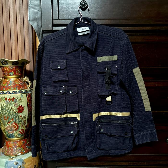 ELHAUS JACKET SASHIKO WOVEN NAVY