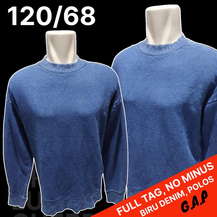 Sweater Wosh Denim GAP/Crewneck Denim GAP/CN DENIM GAP, Bekas