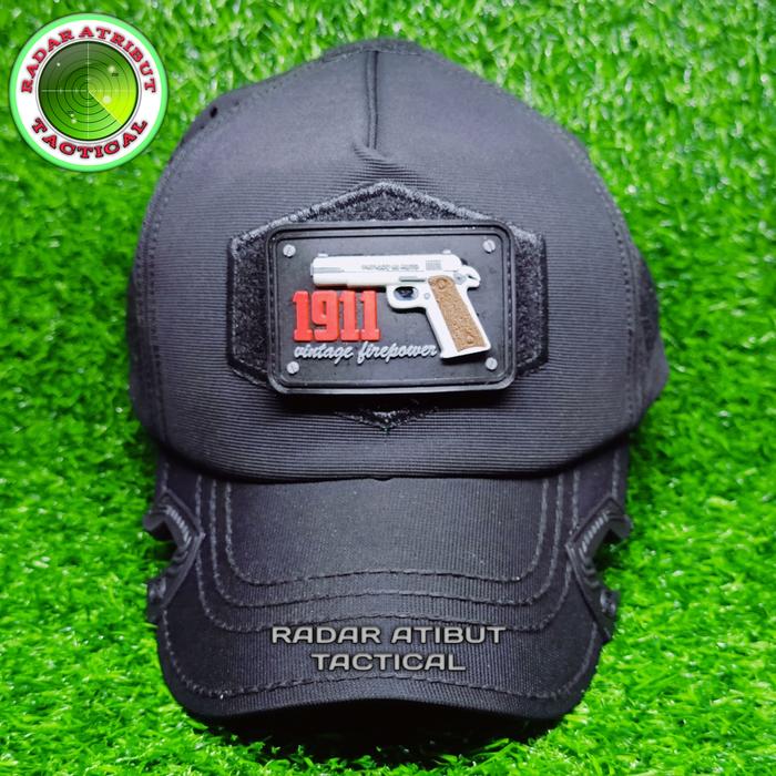 Topi Coak Baseball Caps Tactical Lasercut Black OPS Cotton Strecth Free Patch FN 1911 3D Best Qualit