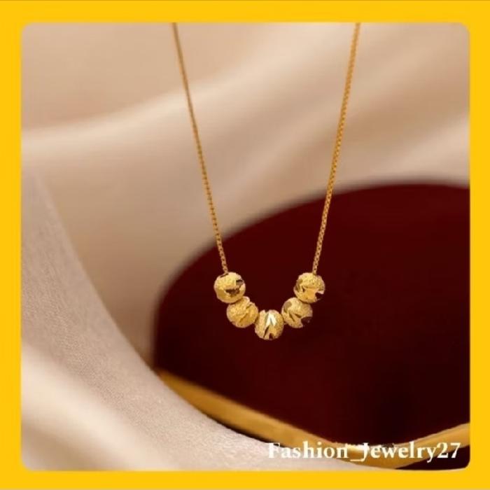 kalung titanium liontin bola 5 pasir