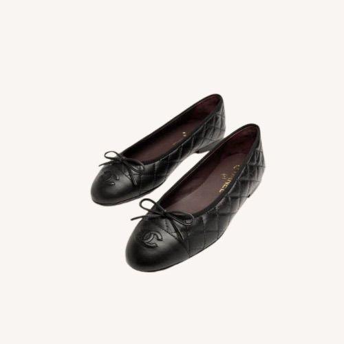 Chanel Ballet Flats Aged Clafskin Black