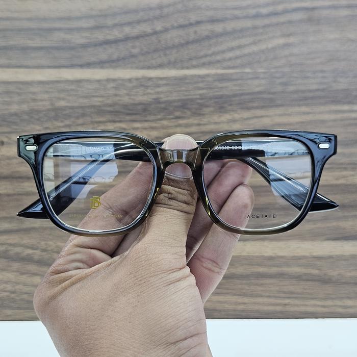 frame kacamata pria wanita kotak DB581042 C5 50 hitam hijau Besi Blueray