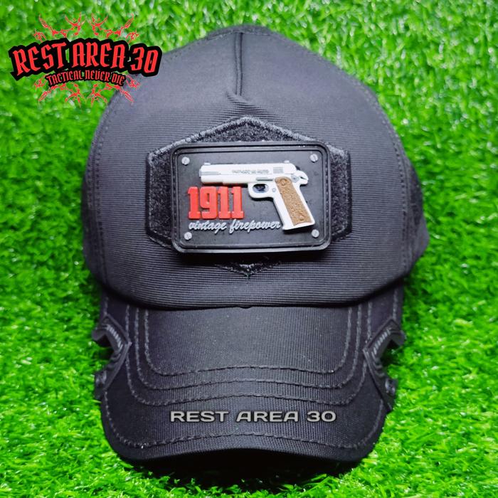 Topi Coak Baseball Caps Tactical Lasercut Black OPS Cotton Strecth Free Patch FN 1911 3D Best Qualit
