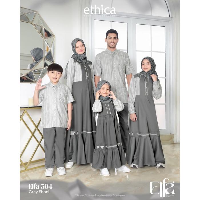 Ethica Sarimbit Elfa 304 Grey Eboni Gamis Kemeja Dewasa Anak Lengan Pendek Kahfi 341 Ayumi 531 Kahfi