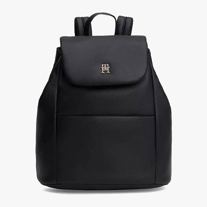 Tommy Hilfiger - TH Monogram Flap Backpack Ransel Wanita - Black