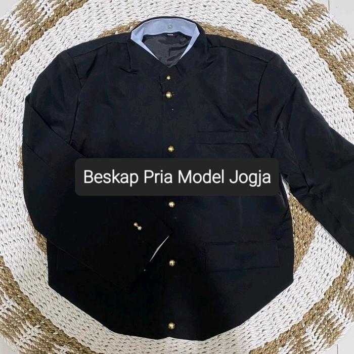 Beskap Jawa/ Beskap Jogja Hitam Polos/ Baju Adat Jawa Pria
