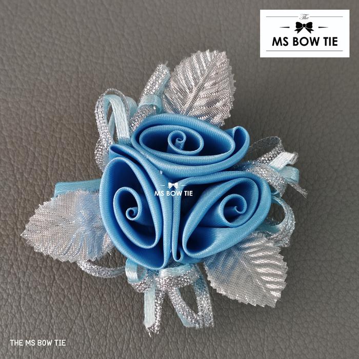 Corsage BIRU MUDA bunga jas dan hand corsage gelang bunga pearl