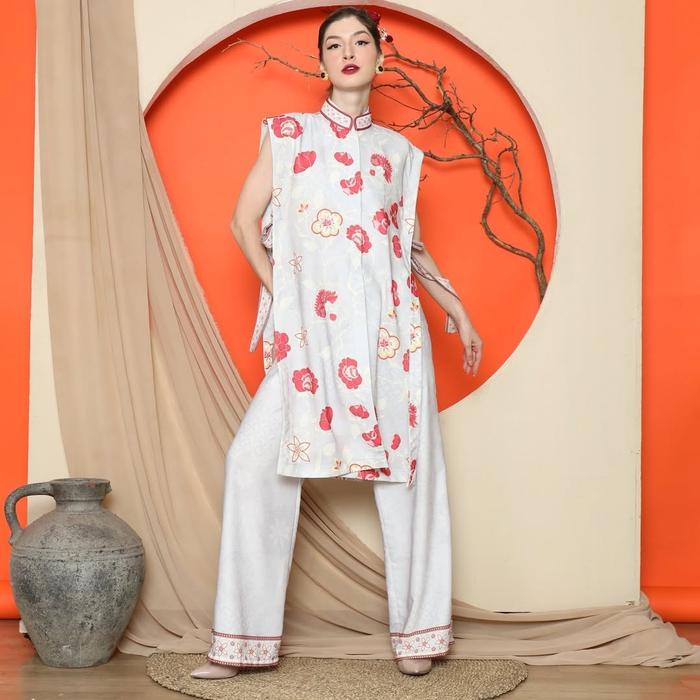 Chongsam Modern Cheongsam Modern Cheongsam Premium Baju Imlek CNY Setelan Celana Cheongsam