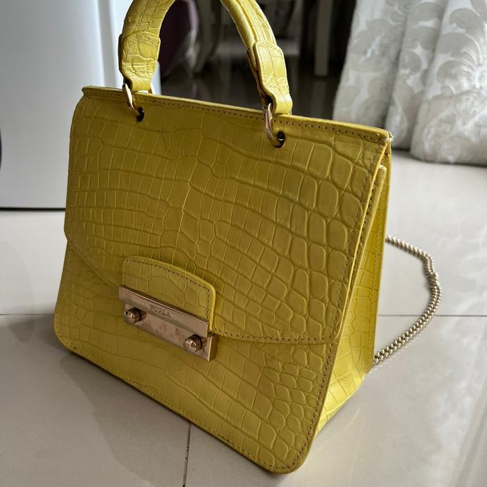 Furla Julia Croco Yellow Bag