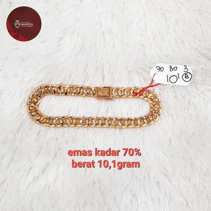 gelang sisik naga kombinasi croom emas kadar 70% berat 10,1gram