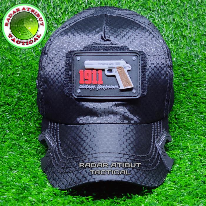 Topi Coak Black OPS Baseball Caps Tactical Lasercut Honeycomb Free Patch FN1911 3D Best Quality Prem