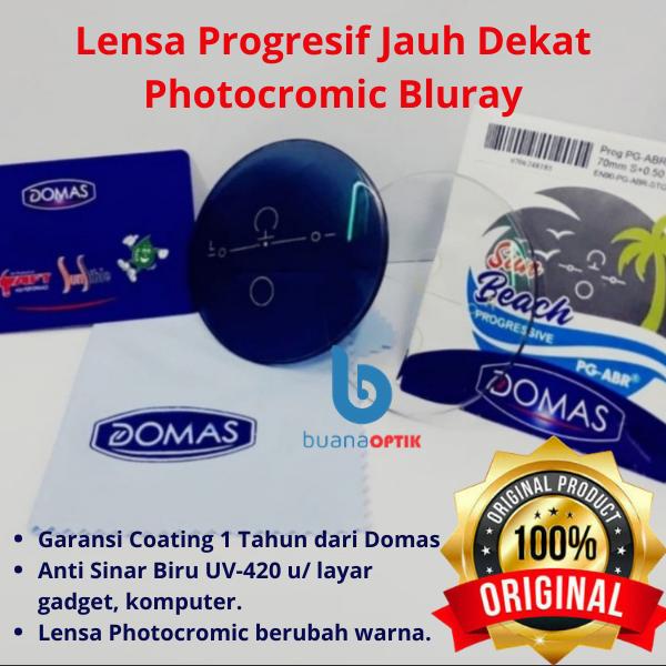 LENSA KACAMATA PROGRESIF BLUCROMIC PHOTOCROMIC BLURAY SUN BEACH DOMAS