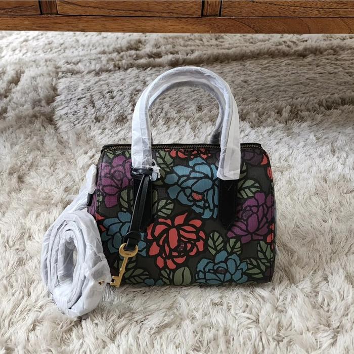 tas wanita fossil sydney mini satchel dark floral ej