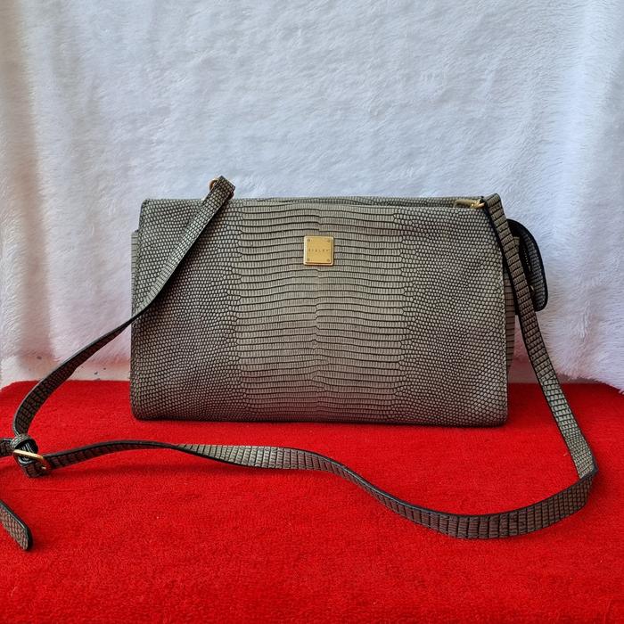 TAS SLING KULIT ASLI SISLEY WANITA SECOND BRANDED IMPORT / TAS SELEMPANG KULIT ASLI WANITA ABU