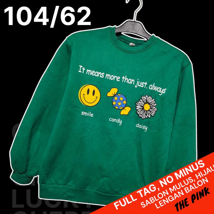 Sweater Hijau Wanita/Crewneck Wanita Hijau/CN Hijau, Thrift/Bekas
