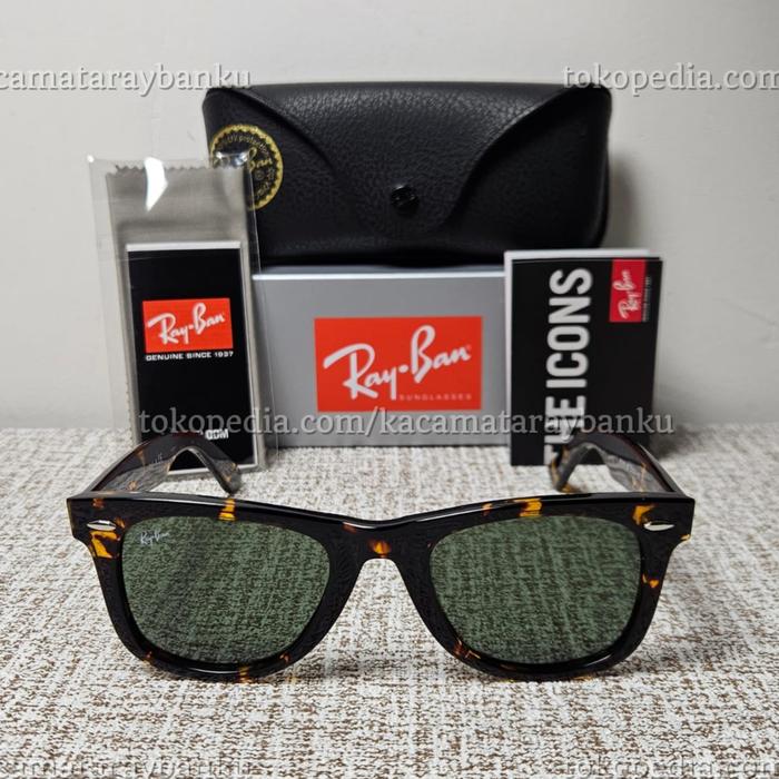 Kacamata RayBan Wayfarer RB2140 50mm Tortoise Green Classics Sunglasses Original
