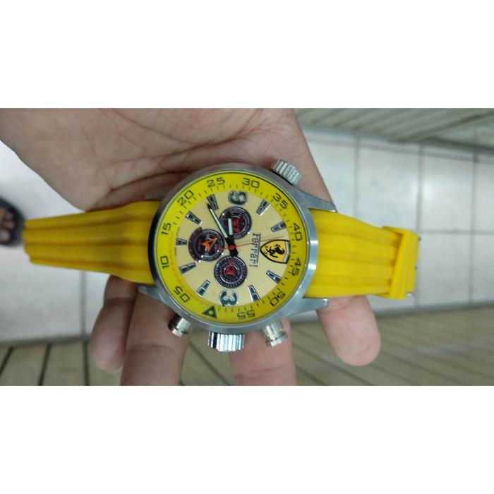 jam tangan pria automatic ferarri chronograph yelow watch jam coeok jam tangan
