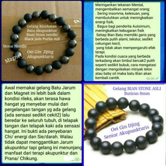 Gelang Energi Bian Stone Asli 8mm - Seller Oei Gin Djing, Akupunkturis