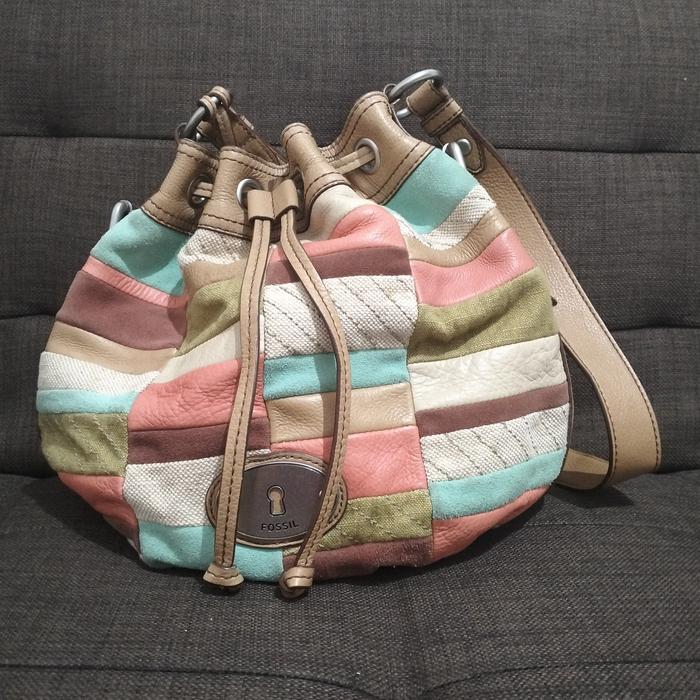 [Link CO tas Fossil] Preloved | Ori | Fossil Patchwork Serut Size M| shoulder bag | (baca deskripsi)