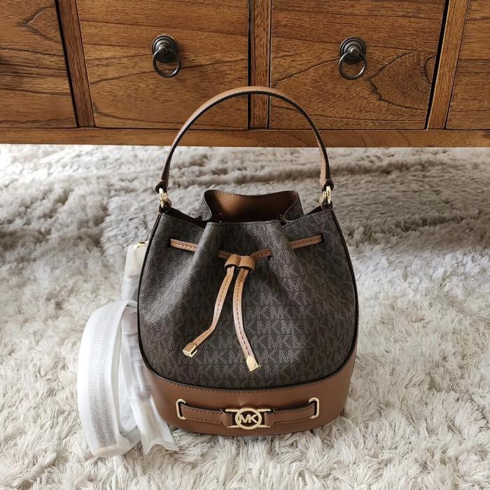 tas wanita mk reed medium bucket messenger brown ej