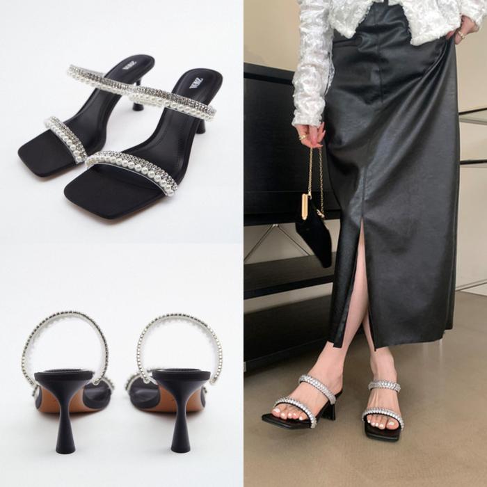 Sandal ZARA Rhinestone Pearl Heels Shoes