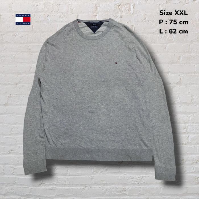 Sweater Knitwear Rajut Tommy Hilfiger Grey Original Second Preloved #RJ54