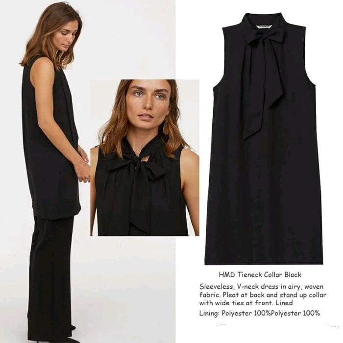 HM dress tieneck coklat black