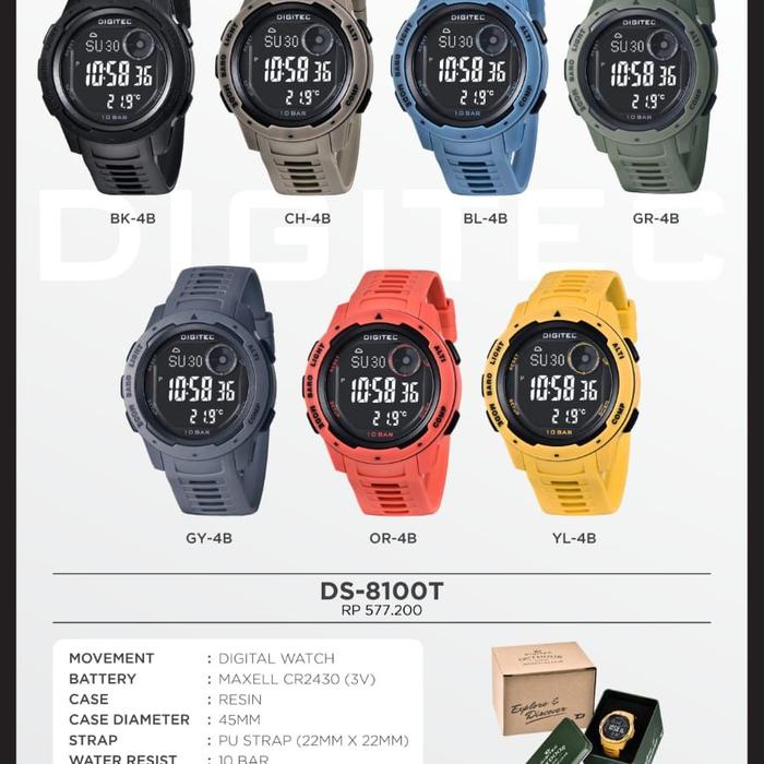 Jam Tangan Pria Digital Terbaru Merk Digitec DS-8100T Original 100% Include Box & Kartu Garansi