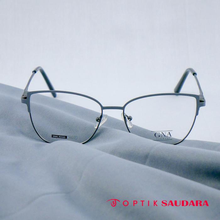 Optik Saudara - Frame Gna - Kacamata Wanita Model Semi Cat Eye Style Elegant F GNA F3141 C5 55