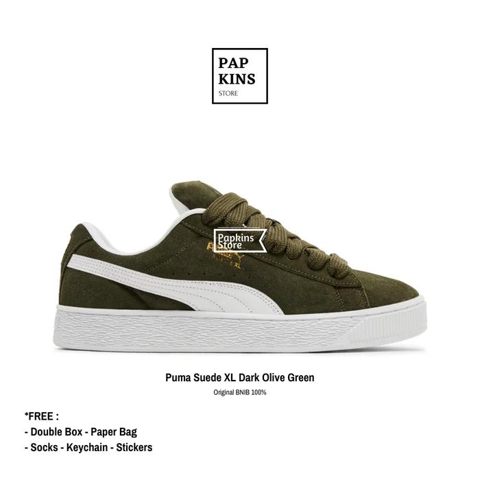 sepatu puma suede xl dark olive green original bnib / sneakers pria