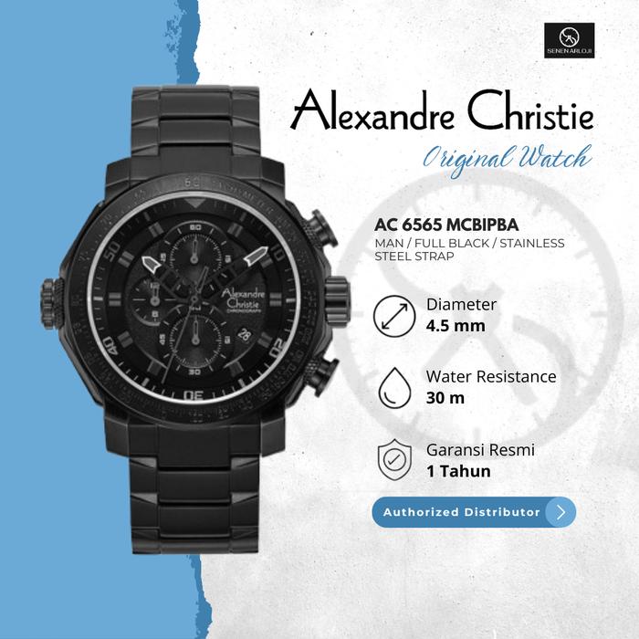 Jam Tangan Pria Alexandre Christie AC 6565 Original - Full Black