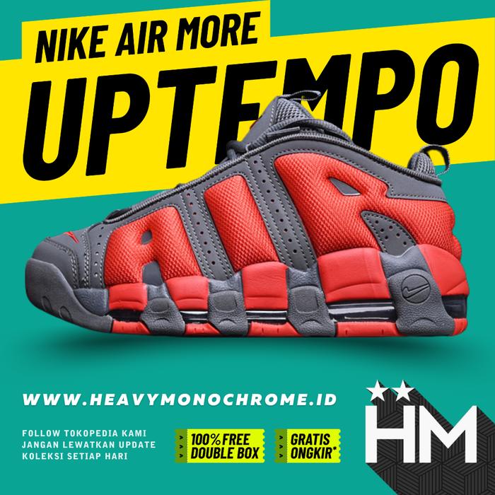 Air More Uptempo Low Dark Grey Metallic Silver Light Crimson Sneaker FZ3055-002 (Size 36-45)