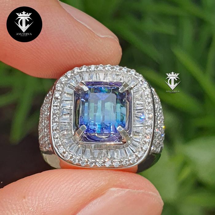 Batu Permata Natural RARE Bi Color Tanzanite Tanzania 3.90 Ct GRI Lab Memo