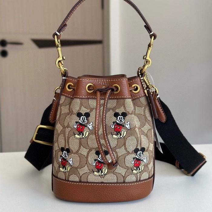 Tas Coach CN499 X Disney Mini Dempsey Bucket In Signature Jaquard With Mickey