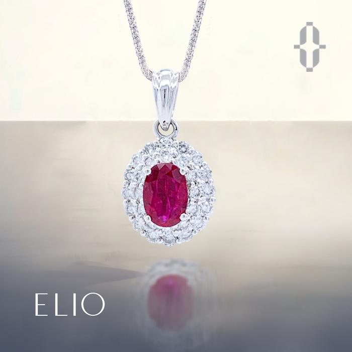 Hausse Asteria - Elio Necklace - Ruby with Double Halo Diamond