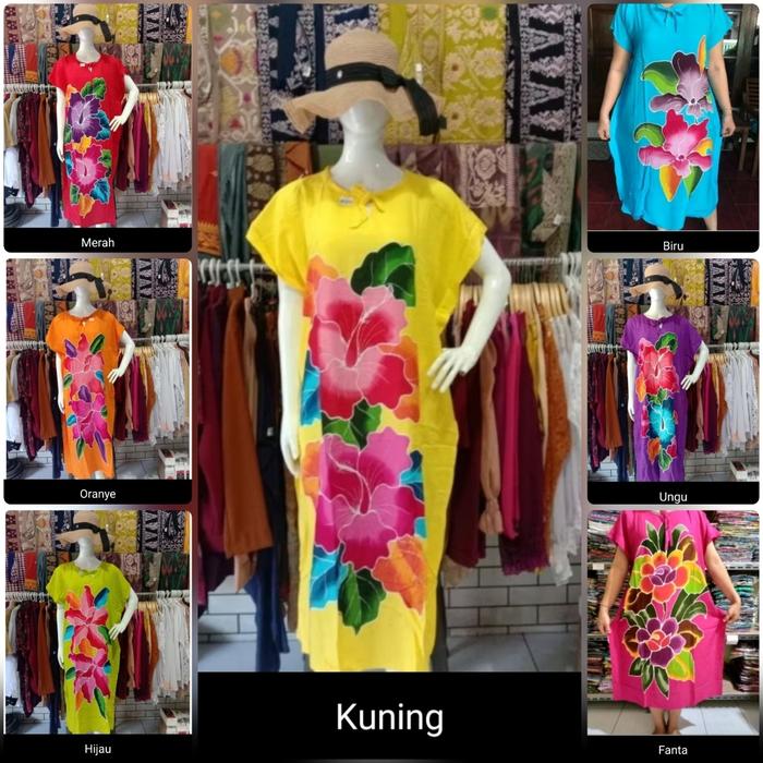 Daster Lukis Dewata Lowo Baju Tidur Dress Wanita Adem Katun Rayon Jogja Bali Yogyakarta Kaftan Ibu H