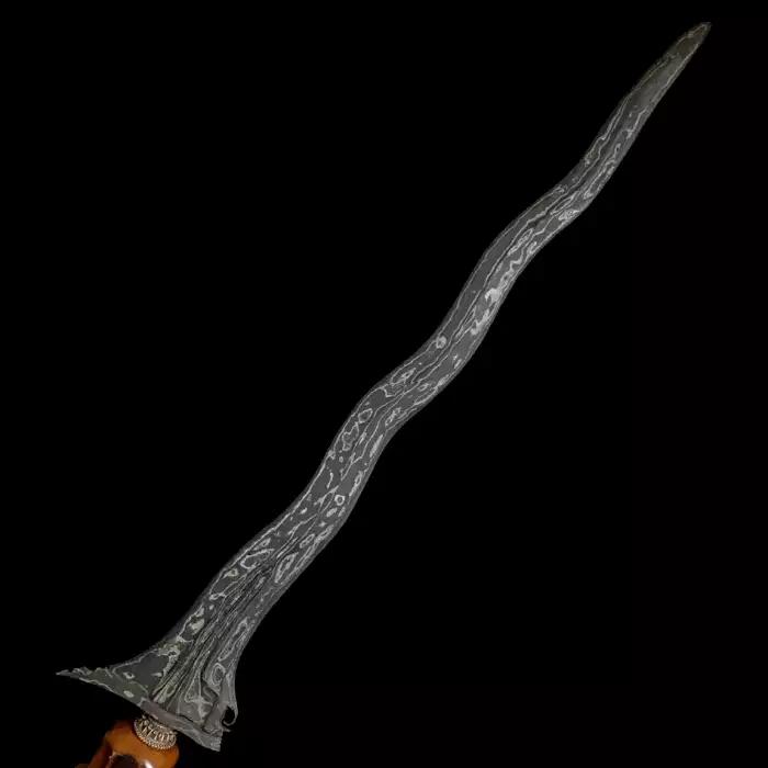 Keris Balebang Pamor Kulit Semangka Tangguh Bali Sepuh Kuno Gagah
