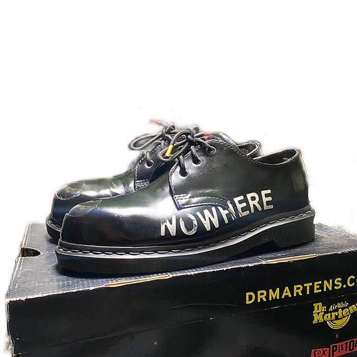 DR MARTENS X SEX PISTOLS 70S 1461 3 hole black boredom nowhere PRETTY VACANT SHOES Size 6uk Fit 7uk 