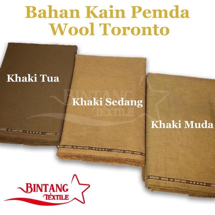 Bahan Kain Seragam Pemda PNS Khaki Premium Semi Wool Toronto 100%