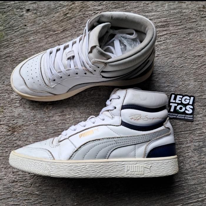 Sepatu Puma Ralph Sampson mid putih navy size 40 ins 25,5 cm legit