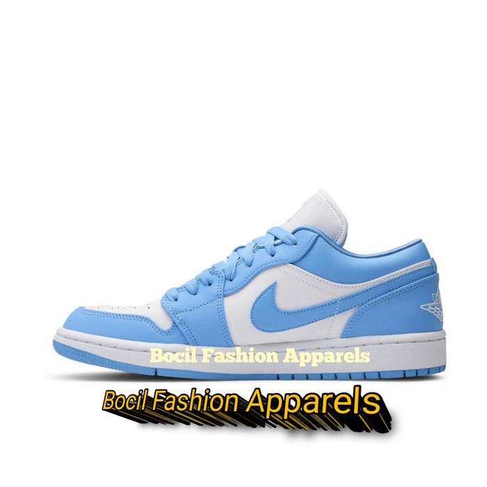 Sepatu Nike Air Jordan AJ 1 Low UNC University Blue White ( 100% BNIB ) Brand New Include Box