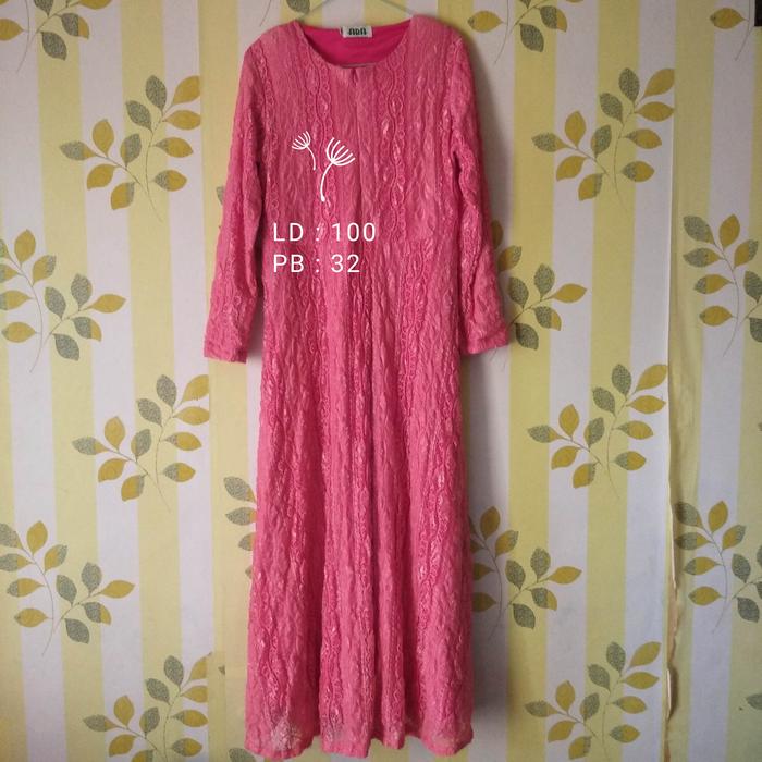 Thrift gamis gaun brukat pink