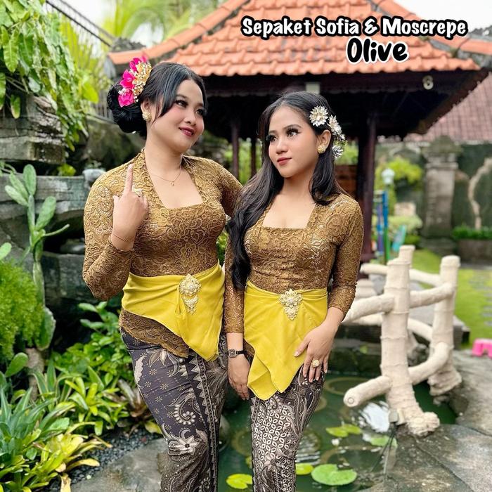 1 Set Kebaya Sofia + Rok + Selendang warna Olive