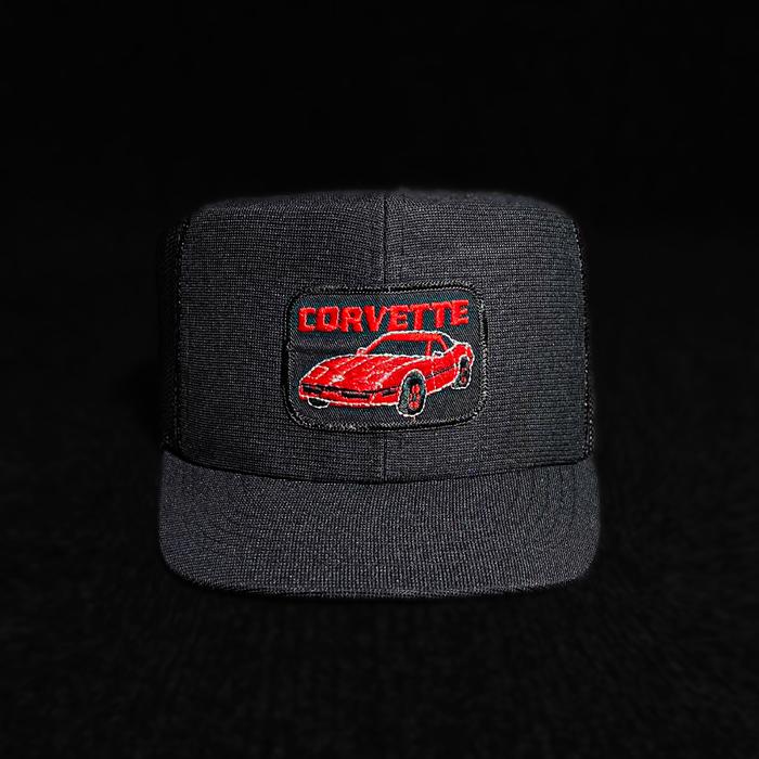 VINTAGE TRUCKER HAT -CORVETTE CAR PATCH YUPOONG