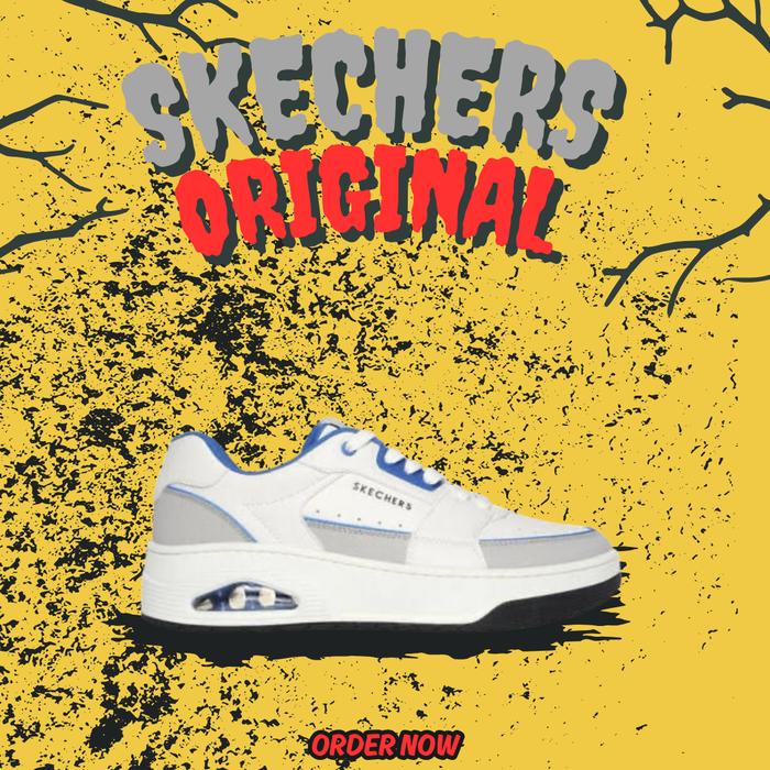 Sepatu Skechers Los Santos Angeles Uno Court Low White Blue Men's ( 183140/WBL ) Original