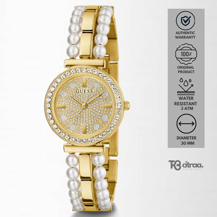 Jam Tangan Wanita Guess Gala Gold Dial Stainless Steel Strap Mini Slim Mewah Original GW0531L2